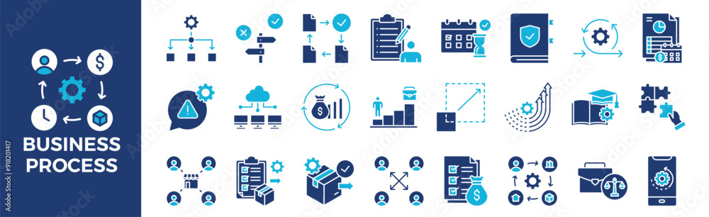 Business Process icon collection set. Containing design, business ...