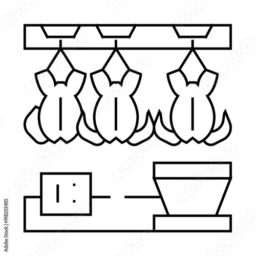 chicken processing line icon vector. chicken processing sign. isolated contour symbol black illustration