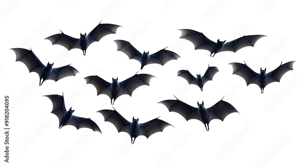 Halloween set of black bats flying Halloween set of black bats flying