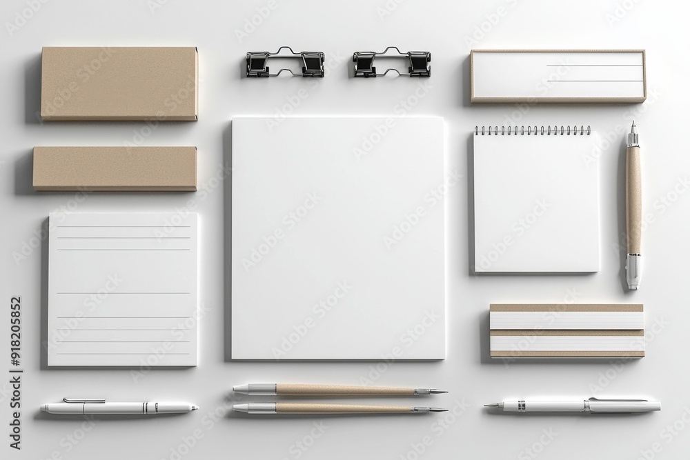 Realistic blank stationery set mockup isolated created with generative ai Realistic blank stationery set mockup isolated created with generative ai