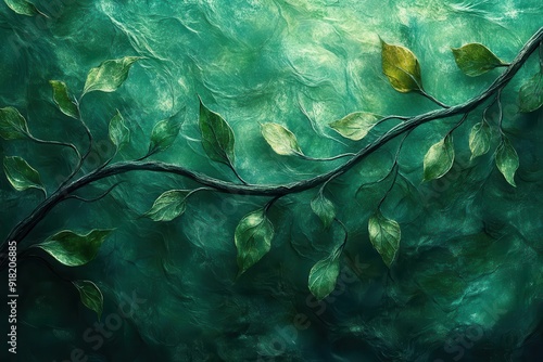 abstract organic pattern of intertwining green tendrils and leaves creating a mesmerizing natureinspired wallpaper design photo