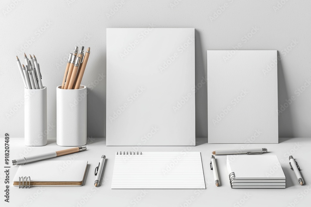 Realistic blank stationery set mockup isolated created with generative ai Realistic blank stationery set mockup isolated created with generative ai
