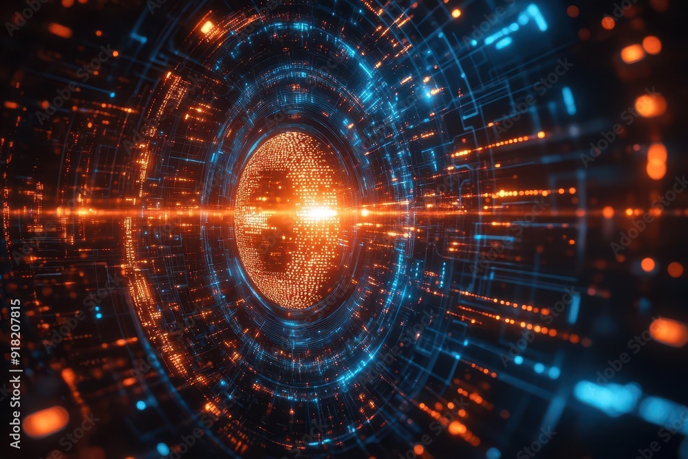 abstract visualization of cybersecurity concept digital fortress protects glowing data sphere interlocking code patterns and shield icons convey strength of online protection abstract visualization of cybersecurity concept digital fortress protects glowing data sphere interlocking code patterns and shield icons convey strength of online protection