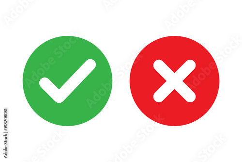 Check mark and cross mark icons. SVG file. Can change colors.