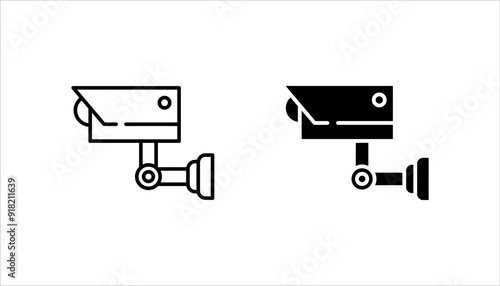 Icon set of security cameras, video surveillance, cctv signs. Surveillance camera, monitoring, home safety protection system, Repair CCTV, Security Camera, on white background.