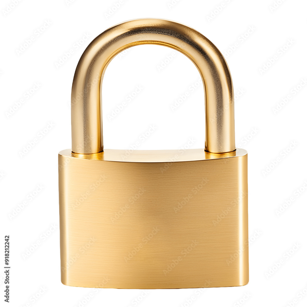 Secure gold padlock isolated on transparent background
Secure gold padlock isolated on transparent background
