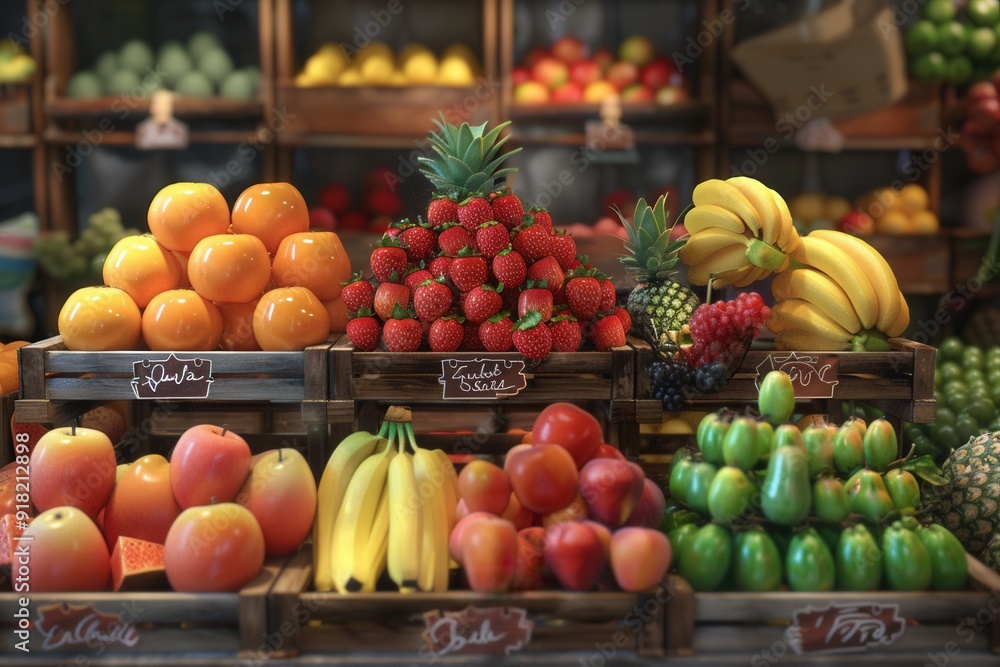 Savoring Nature's Bounty. Vibrant Fruit Display showcasing a variety of high-detail fruits Savoring Nature's Bounty. Vibrant Fruit Display showcasing a variety of high-detail fruits