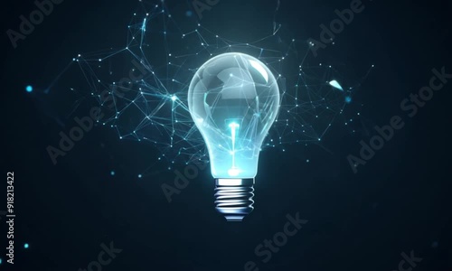 Creative light bulb abstract on glowing blue. generative ai