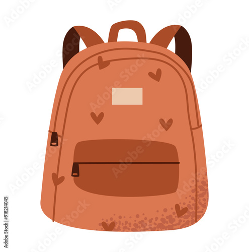 School backpack isolated on white background. Cute schoolbag for kids. Flat vector illustration