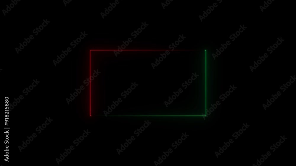 Square rectangle photo frame with 2 tone neon color motion graphic on illustrated black background. Animate the glowing rectangle. Square rectangle photo frame with 2 tone neon color motion graphic on illustrated black background. Animate the glowing rectangle.