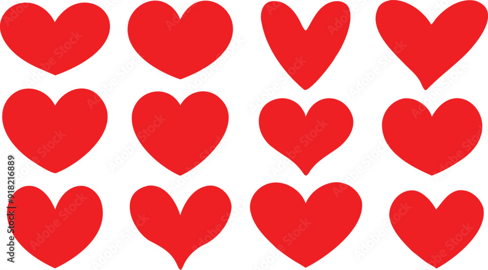 Red heart set. Set red shape heart icon, vector set heart shape, lovers on Valentine's day. Red heart set. Set red shape heart icon, vector set heart shape, lovers on Valentine's day.