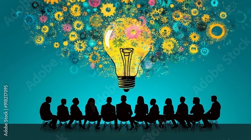 Professional Business Team Engaged in a Collaborative Brainstorming Session in a Modern Office Environment