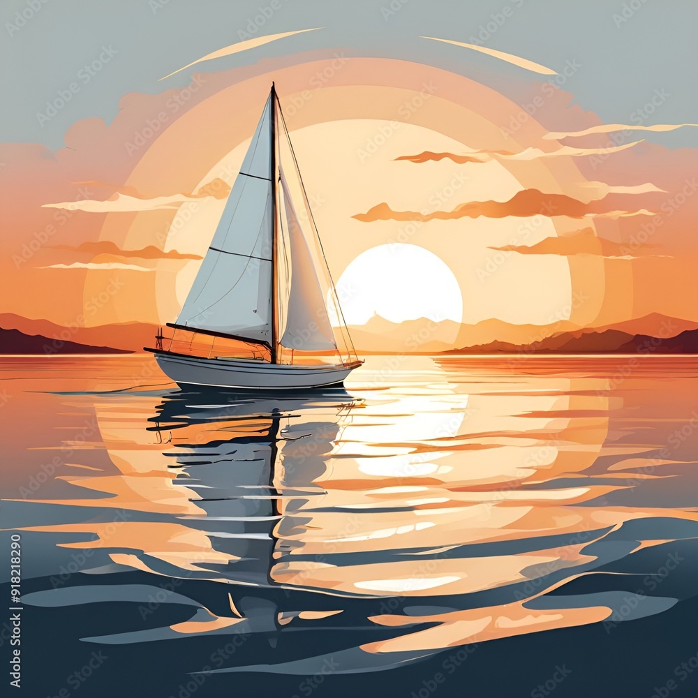 Fototapeta premium yacht in the sunset