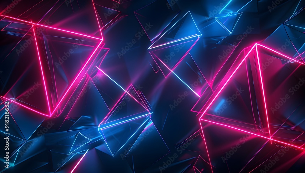 3d render, abstract futuristic background with neon blue and red light in dark room. Digital wallpaper for video game or motion design. 3d render, abstract futuristic background with neon blue and red light in dark room. Digital wallpaper for video game or motion design.