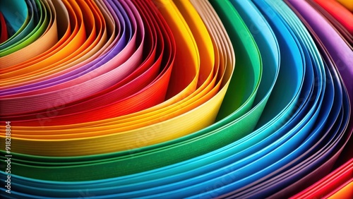 Curved, colored paper sheets overlapping in an artistic pattern, curved, colored, paper, sheets, overlapping, artistic