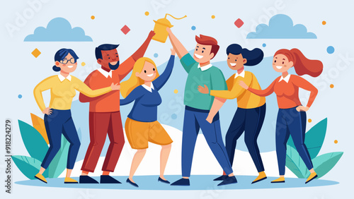 Team Building Activities: Colleagues participating in team-building exercises or games, emphasizing camaraderie and celebration.