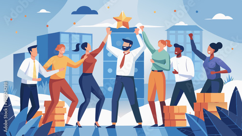 Team Building Activities: Colleagues participating in team-building exercises or games, emphasizing camaraderie and celebration.