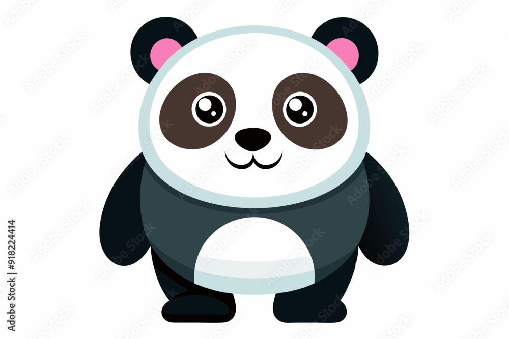Cartoon Panda Bear with Big Eyes and Pink Ears Cartoon Panda Bear with Big Eyes and Pink Ears