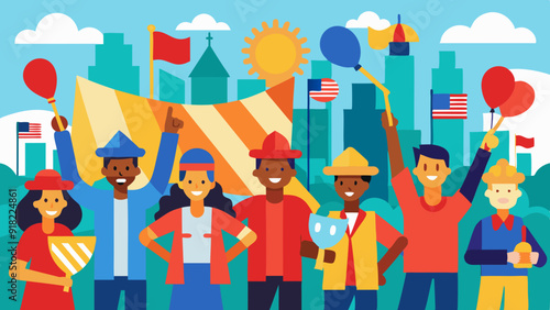 Labor Day Parade: A vibrant parade featuring floats, banners, and participants celebrating labor unions and workers’ achievements.