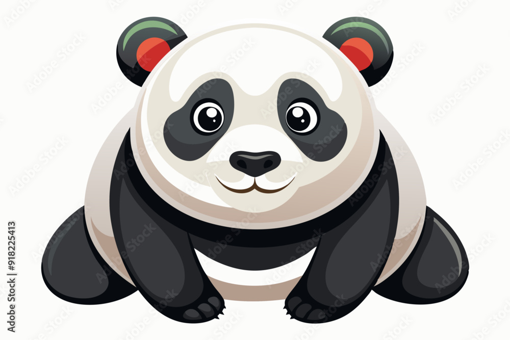 Fototapeta premium Cartoon Illustration of a Sitting Panda Bear