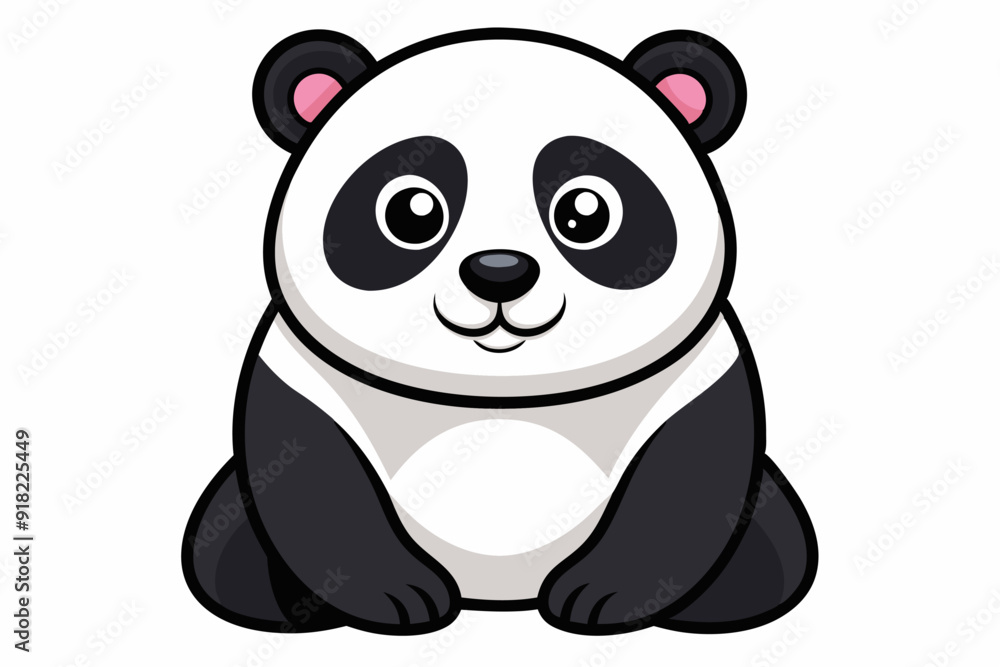 Naklejka premium Cartoon illustration of a smiling panda bear