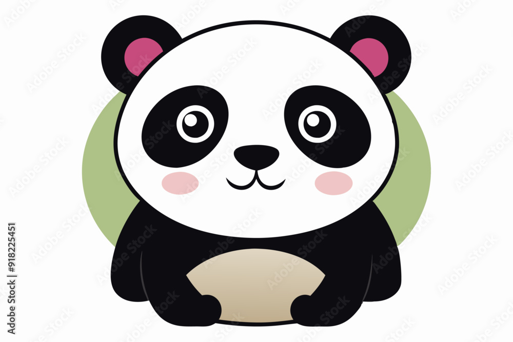 Naklejka premium Cute Cartoon Panda Bear with Big Eyes and a Smile