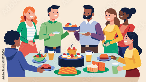 Office Potluck: A diverse array of homemade dishes brought by employees for a Labor Day potluck lunch.
