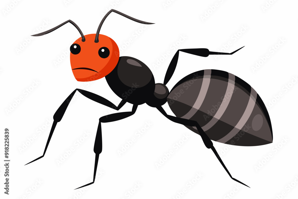 Black Ant with Red Head and Striped Abdomen Black Ant with Red Head and Striped Abdomen