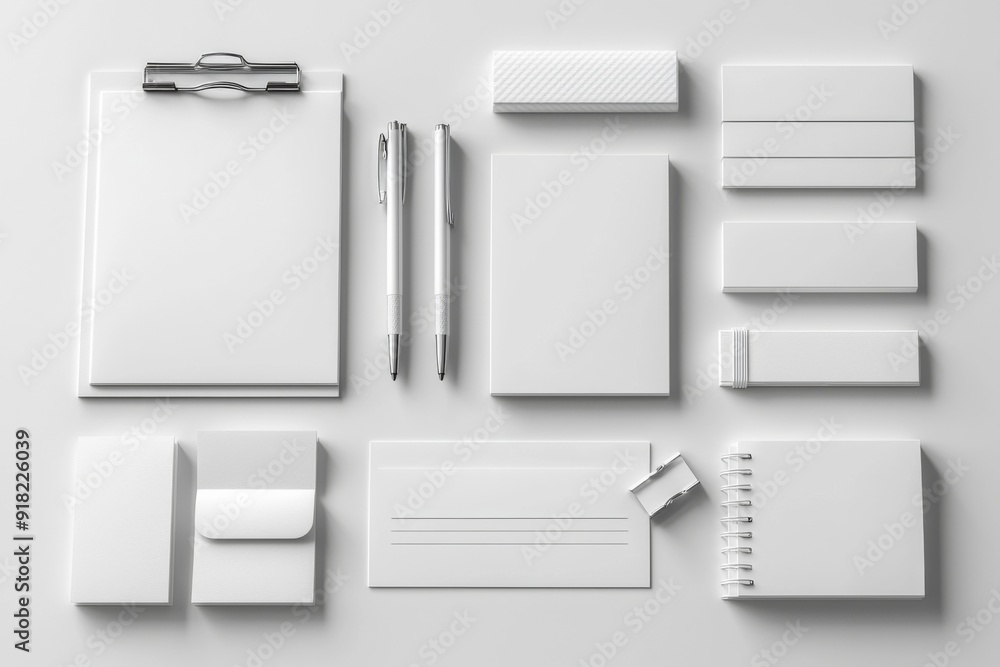 Realistic blank stationery set mockup isolated created with generative ai Realistic blank stationery set mockup isolated created with generative ai