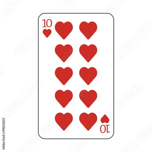 The playing card is red hearts number ten.