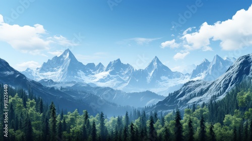 Majestic Mountain Range Under a Blue Sky