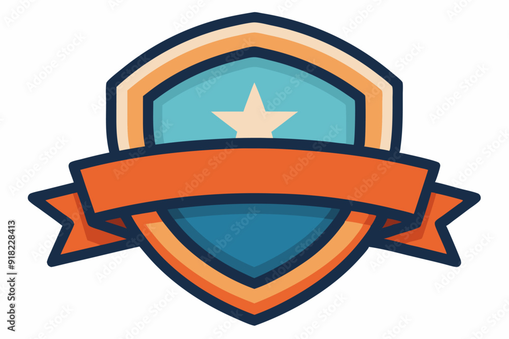Shield Emblem with a Star and a Banner Shield Emblem with a Star and a Banner
