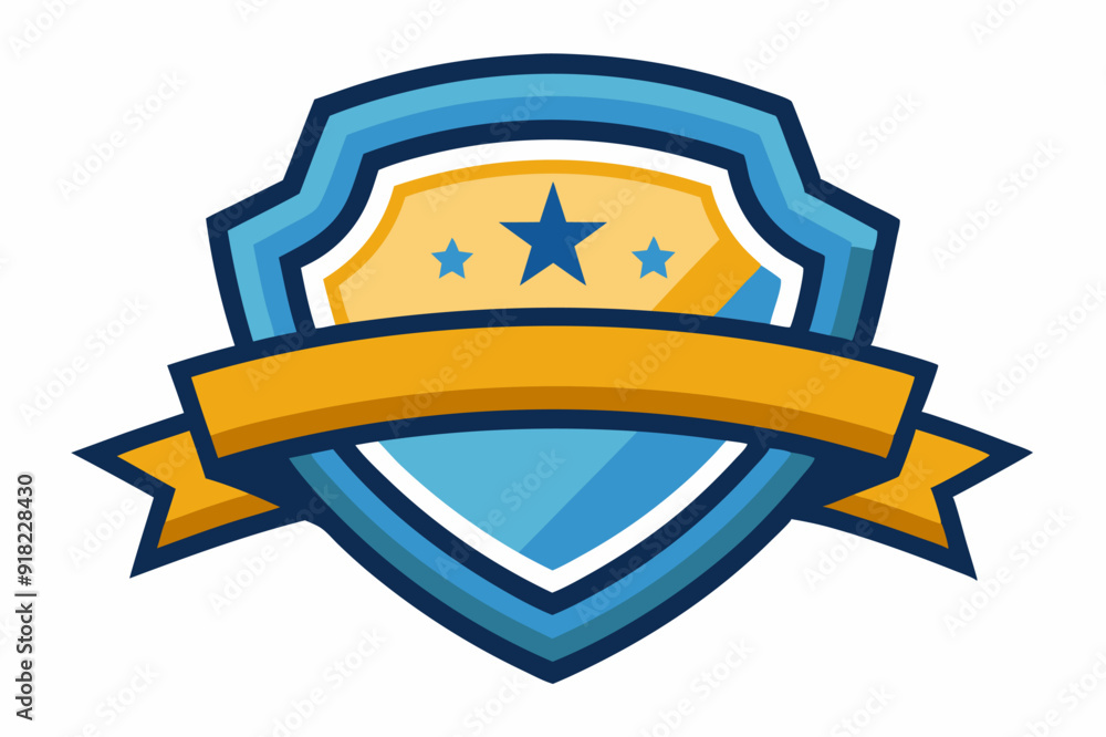 Blue and Yellow Shield with Stars and Ribbon Blue and Yellow Shield with Stars and Ribbon