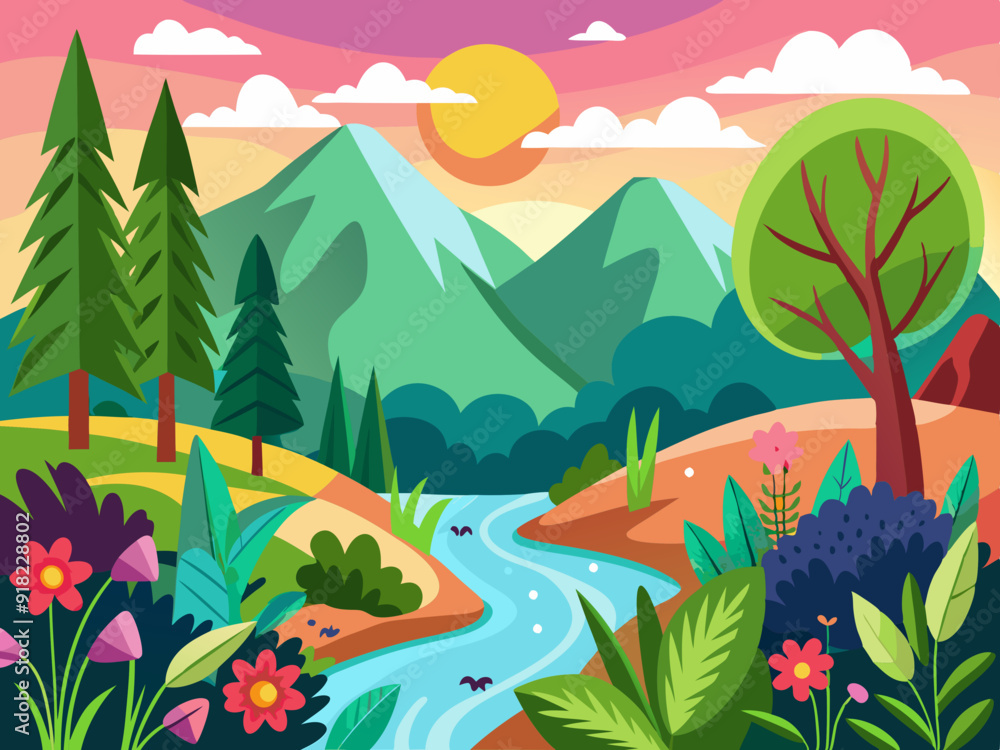 Hand-drawing Nature background, Illustration Hand-drawing Nature background, Illustration