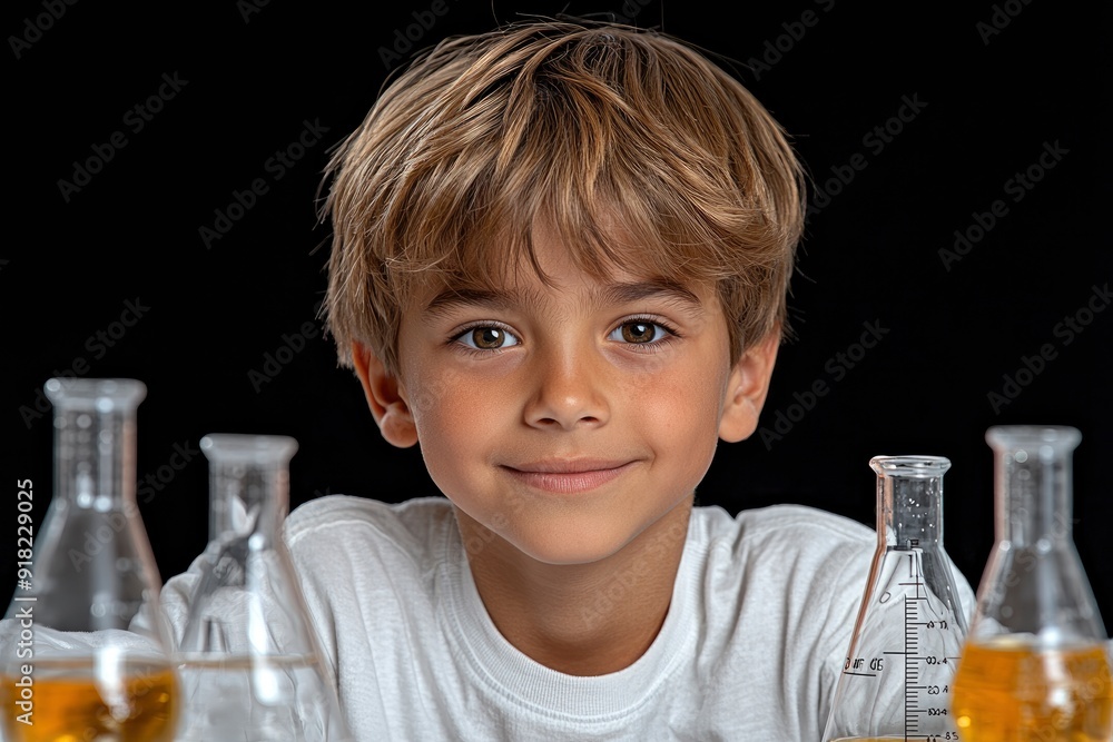 Young Boy Scientist with Beaker Young Boy Scientist with Beaker