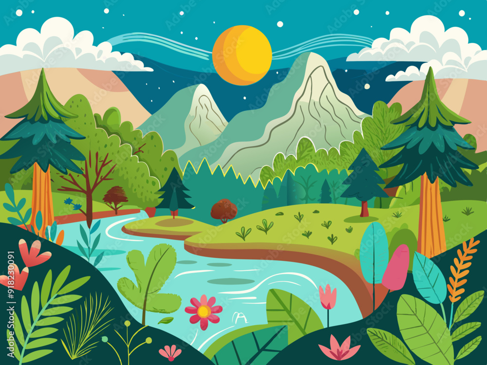 Hand-drawing Nature background, Illustration Hand-drawing Nature background, Illustration