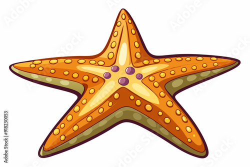 Cartoon Illustration of an Orange Starfish with Yellow Spots