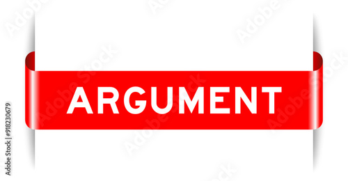 Red color inserted label banner with word argument on white background