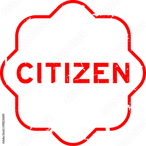 Grunge red citizen word rubber seal stamp on white background