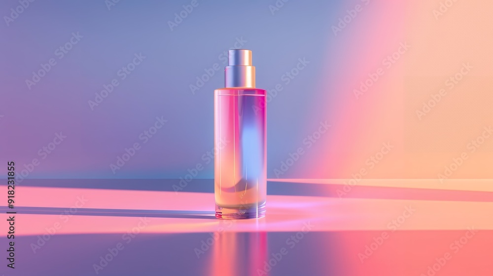 Stylish pink cosmetic bottle on vibrant background with gentle shadows, ideal for beauty product branding. Gradient hues and ample white space for creams, lotions, serums, and gels Stylish pink cosmetic bottle on vibrant background with gentle shadows, ideal for beauty product branding. Gradient hues and ample white space for creams, lotions, serums, and gels