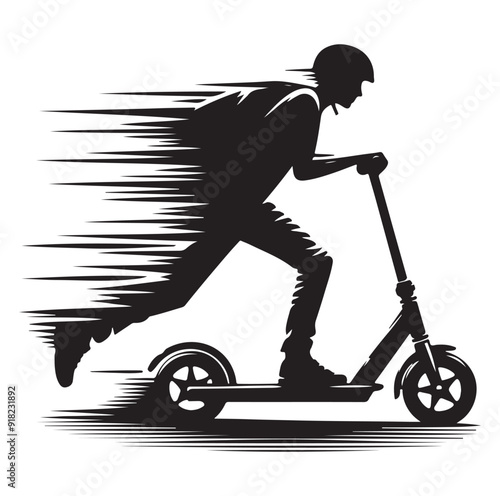 Two wheeled vehicles and riders icon, black color silhouette, white background.