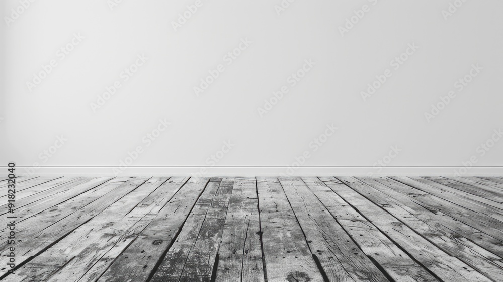 Blank white wall and hardwood floor with space for text Blank white wall and hardwood floor with space for text