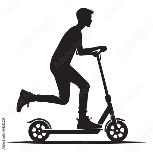 Two wheeled vehicles and riders icon, black color silhouette, white background.