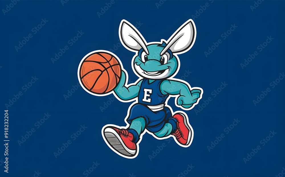 Hornet Character Dribbling Basketball Vector Art with Layered Elements Hornet Character Dribbling Basketball Vector Art with Layered Elements