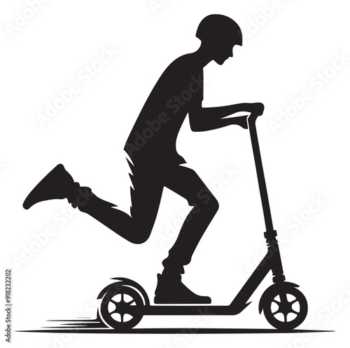 Two wheeled vehicles and riders icon, black color silhouette, white background.