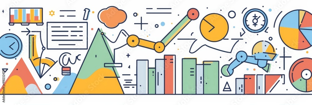 Business Growth and Automation: A Roadmap to Success - This illustration depicts the concept of business growth, automation, data analysis, and strategy. It symbolizes the integration of technology, Business Growth and Automation: A Roadmap to Success - This illustration depicts the concept of business growth, automation, data analysis, and strategy. It symbolizes the integration of technology,