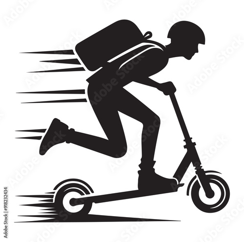Two wheeled vehicles and riders icon, black color silhouette, white background.