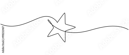 hand draw doodle stars illustration in continuous line arts style vector, Star continuous one line drawing vector illustration, Premium vector.