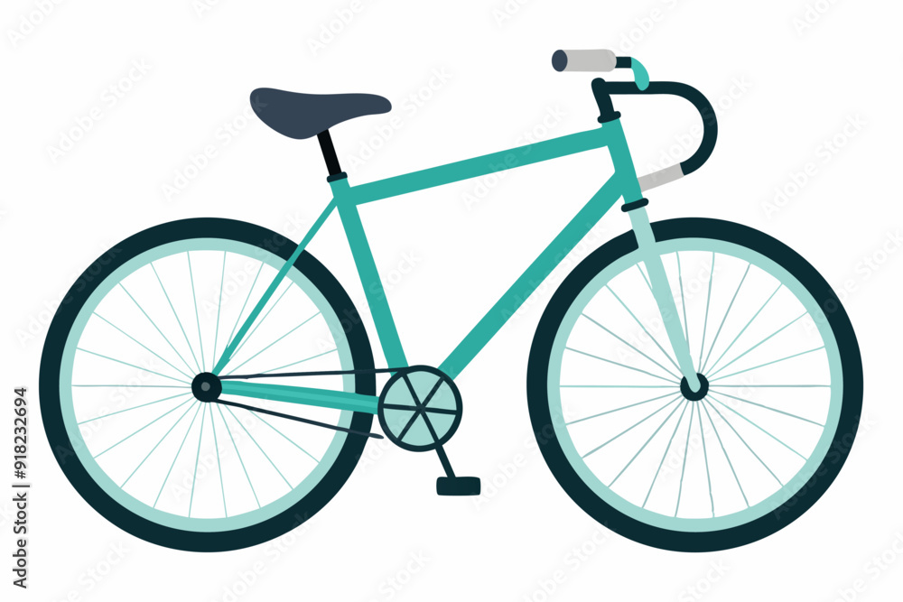 Teal Bicycle with Black Tires and Spokes Teal Bicycle with Black Tires and Spokes