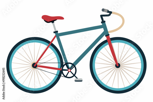 A Blue and Red Bicycle with Two Wheels